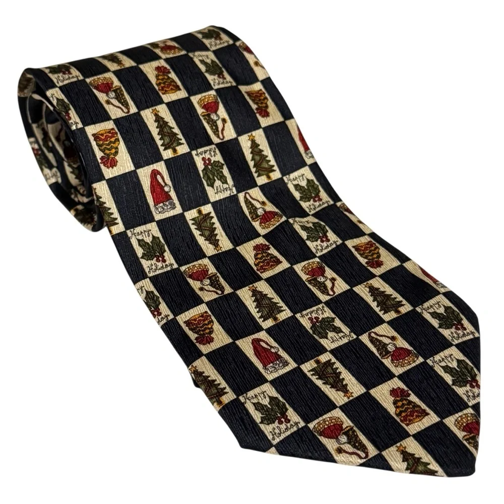 Lord & Taylor and more lot of 5 100% silk holiday Christmas men’s ties red green
